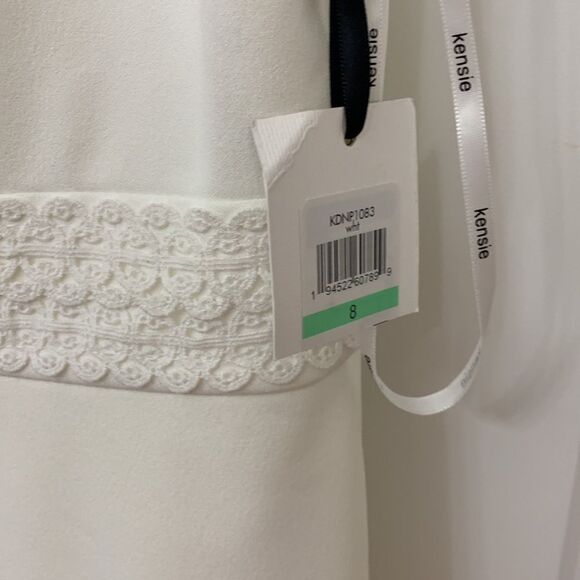 Kensie Sz 8 stretch embroidery detail zippered sleeveless v-neck cocktail dress - Picture 6 of 12